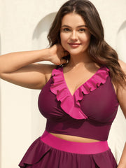 Color Block Lotus Edge Swim Top