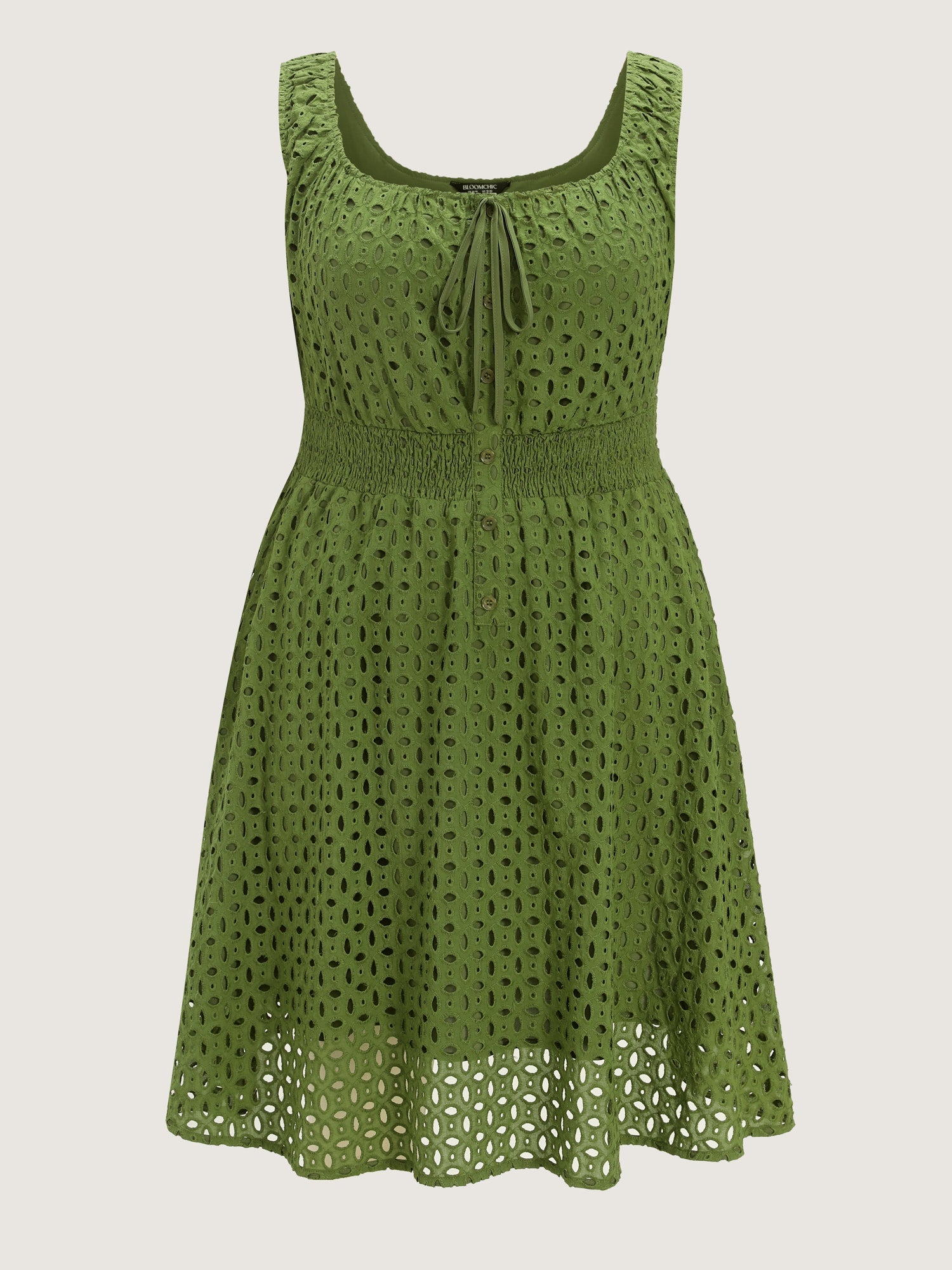 Cotton Eyelet Textured Stretchy Waist Mini Dress
