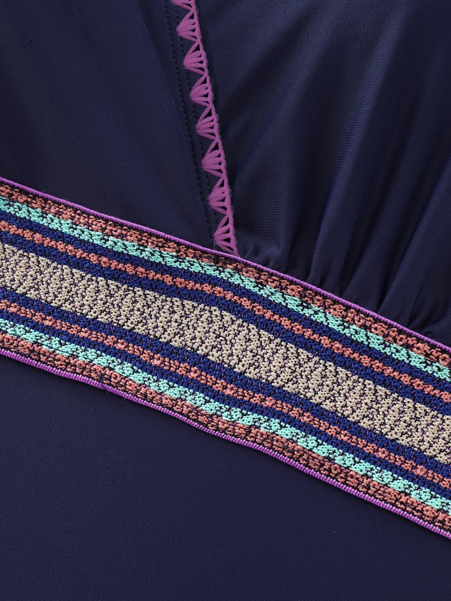 Embroidered Edges Ruched One-Piece Swimsuit
