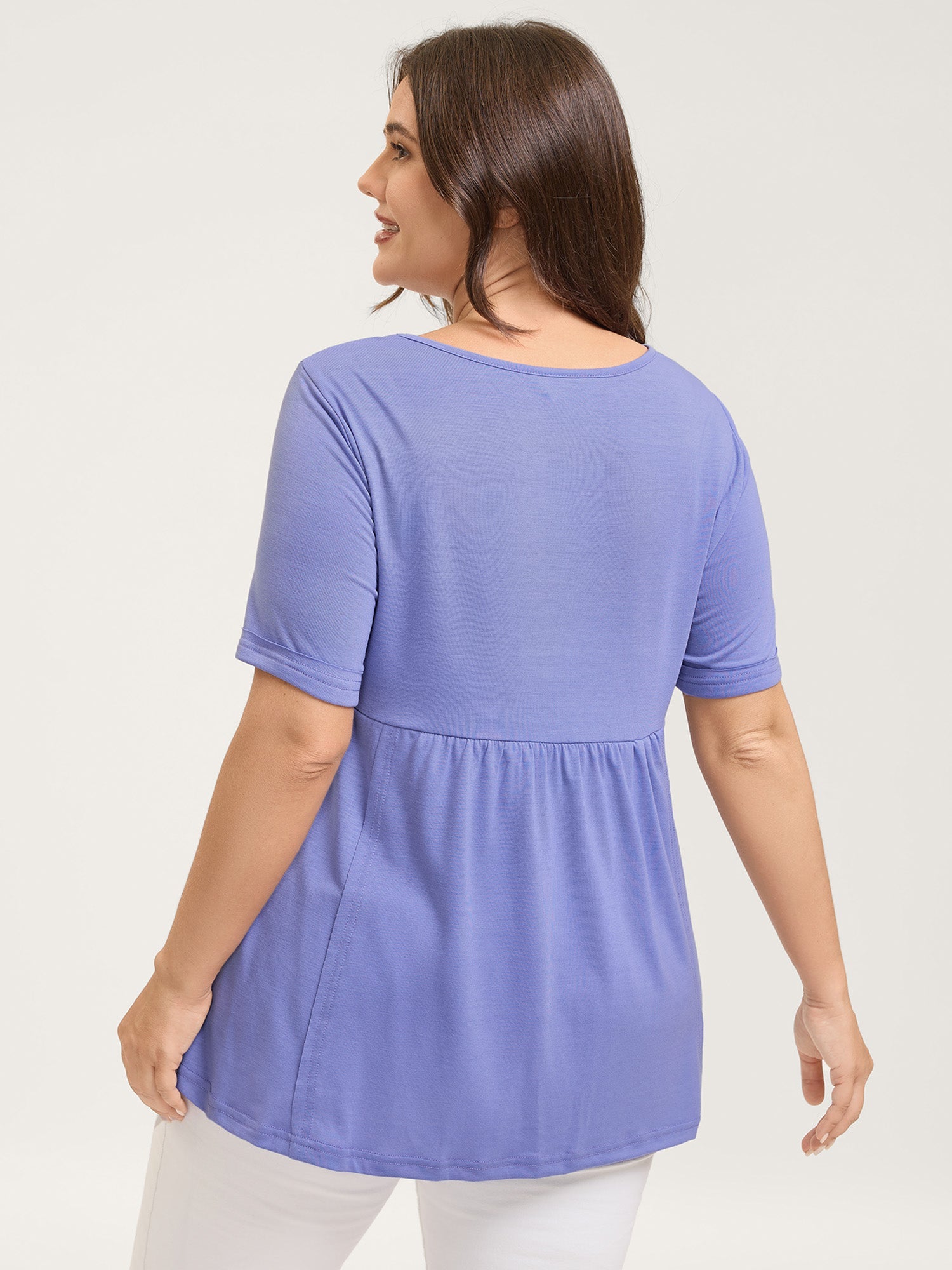 Slim Cut Plain Knit Round Neck Top