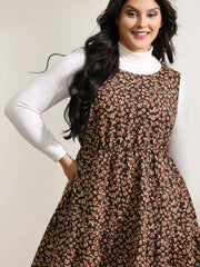 Floral Print Pockets Sleeveless Mini Dress