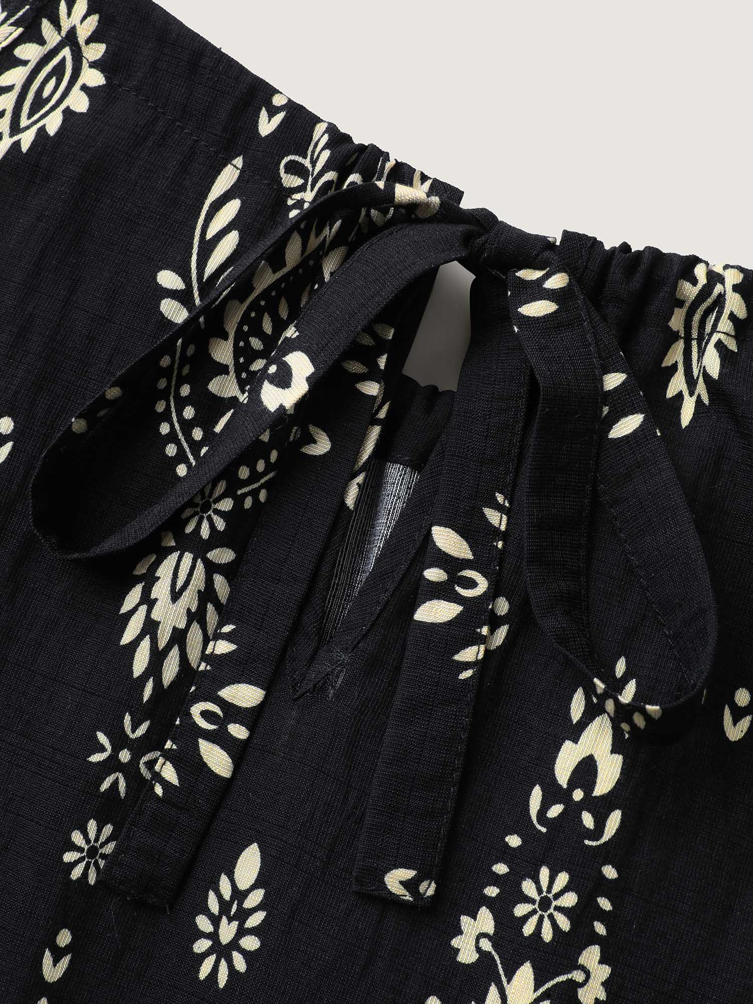 Boho Print Halter Neck Pockets Midi Dress