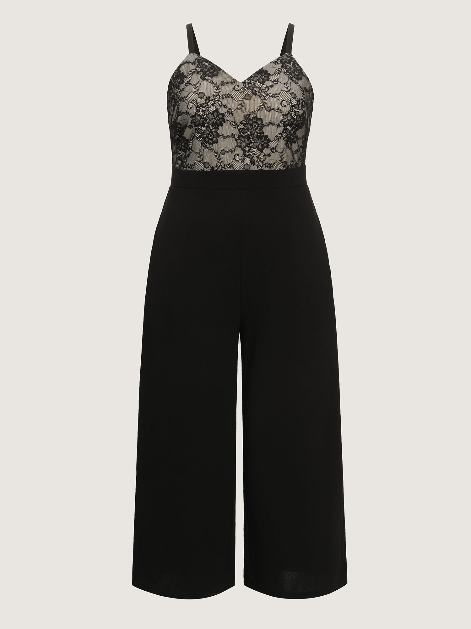 Floral Lace Lined Color Contrast Jumpsuit