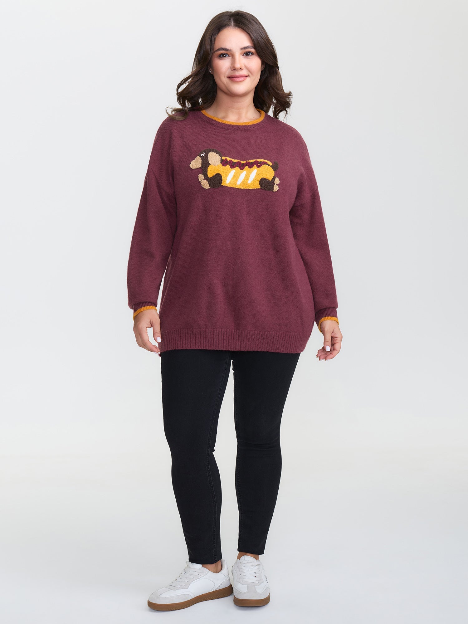 Supersoft Hotdog Embroidered Color Contrast Pullover