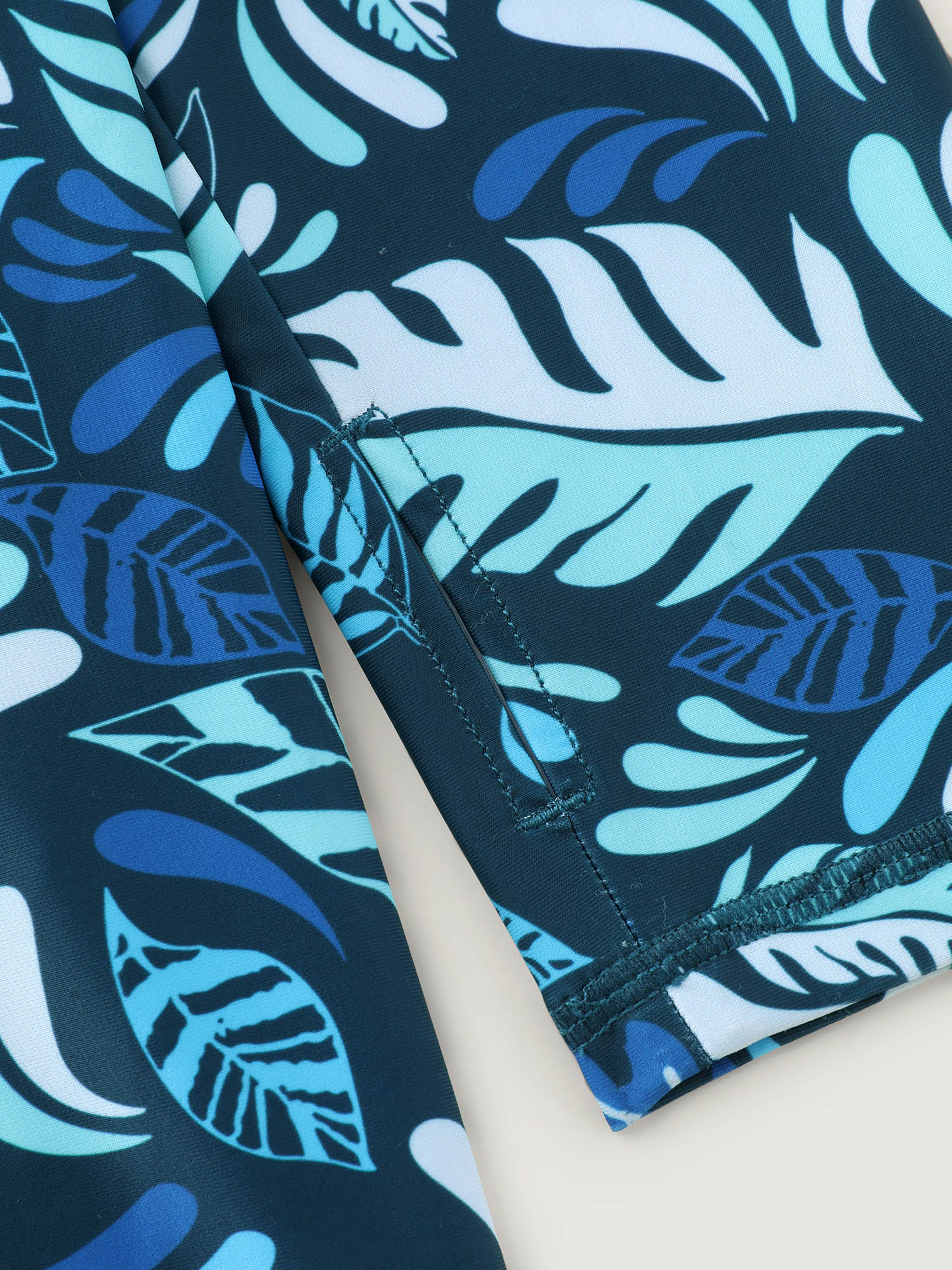Tropical Print Hooded Pockets Swim Top