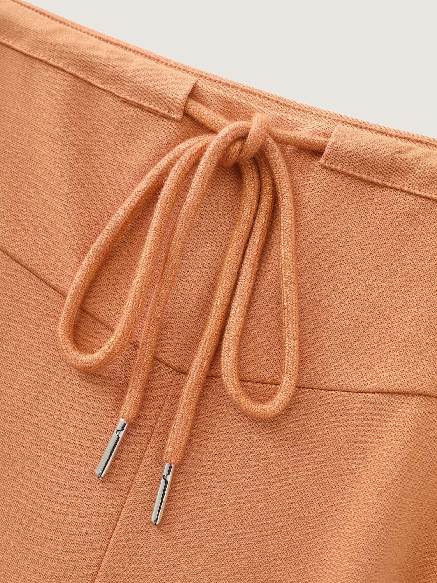 Stretchy Drawstring Waist Wide-Leg Pants