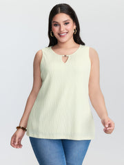 Keyhole Neckline Plain Textured Tank Top