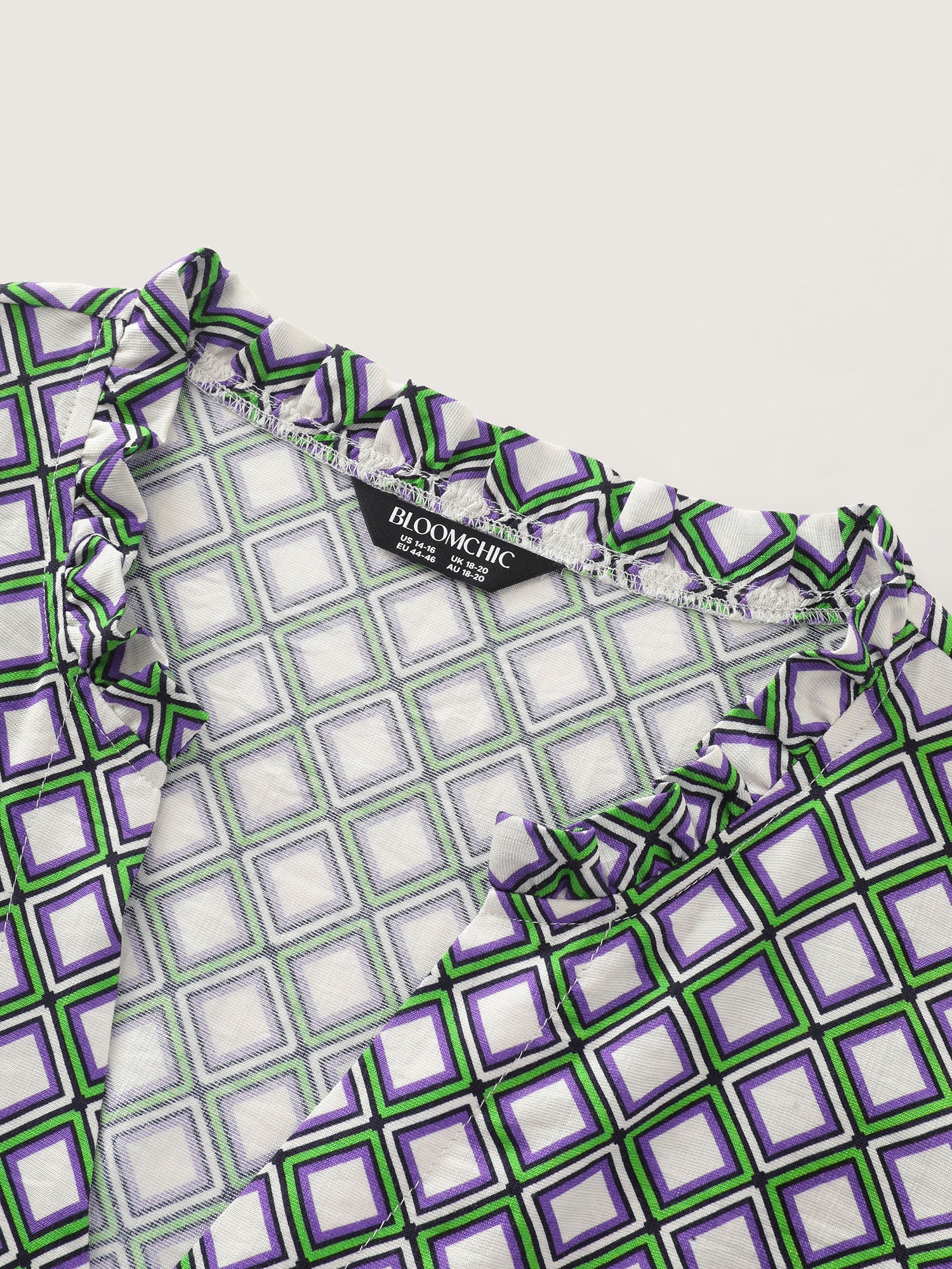 Geo Print Notched Collar Blouse