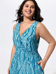 Floral Print Shirred Sleeveless Maxi Dress