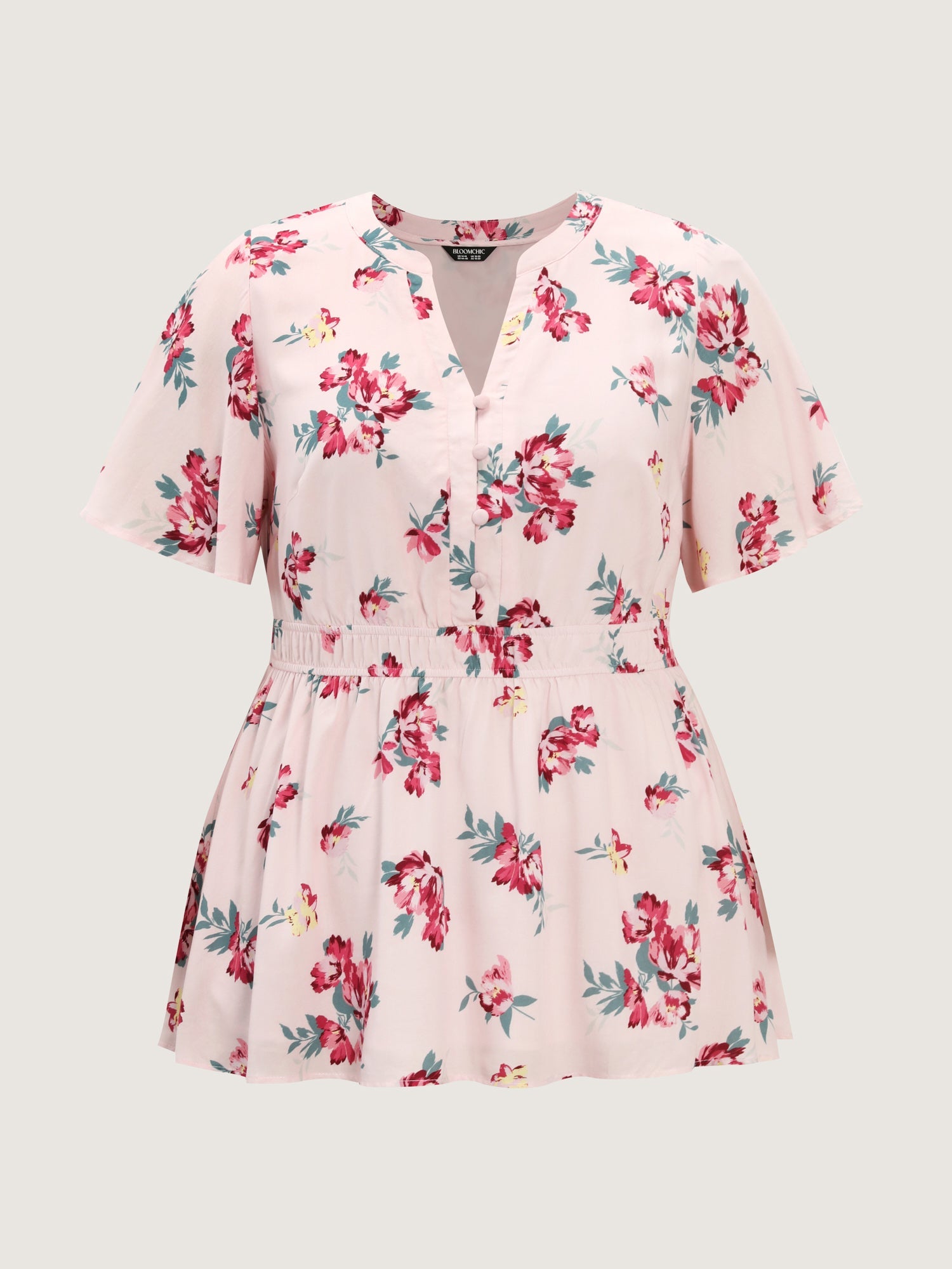 Supersoft Rose Print V-Neck Blouse