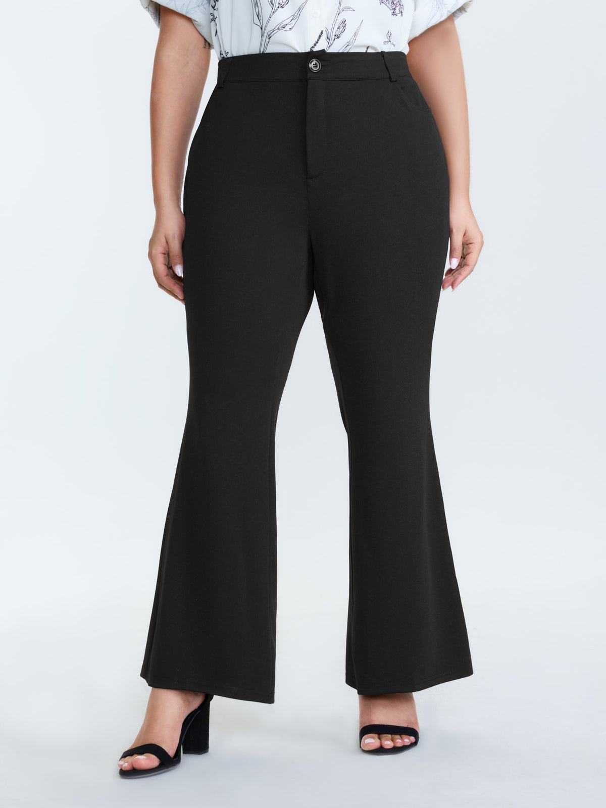 Stretchy Waist Crease Line Flared Pants