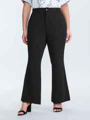 Stretchy Waist Crease Line Flared Pants