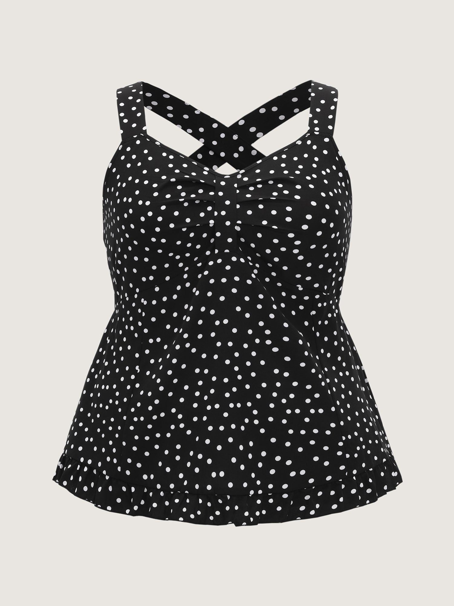 Polka Dot Print Gathered Bodice Tank Top