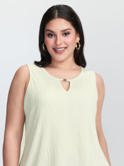Keyhole Neckline Plain Textured Tank Top