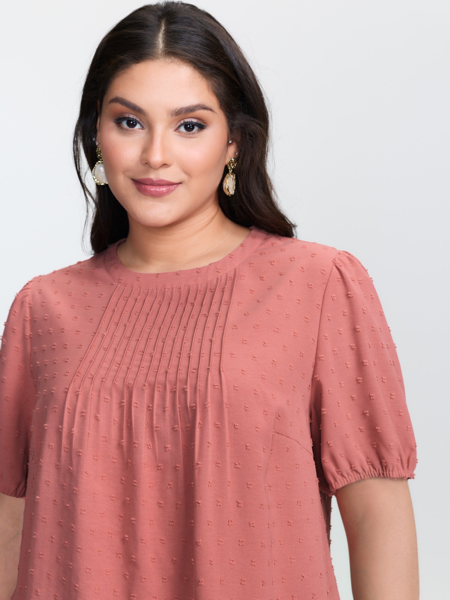 Textured Dots Pleated Blouse
