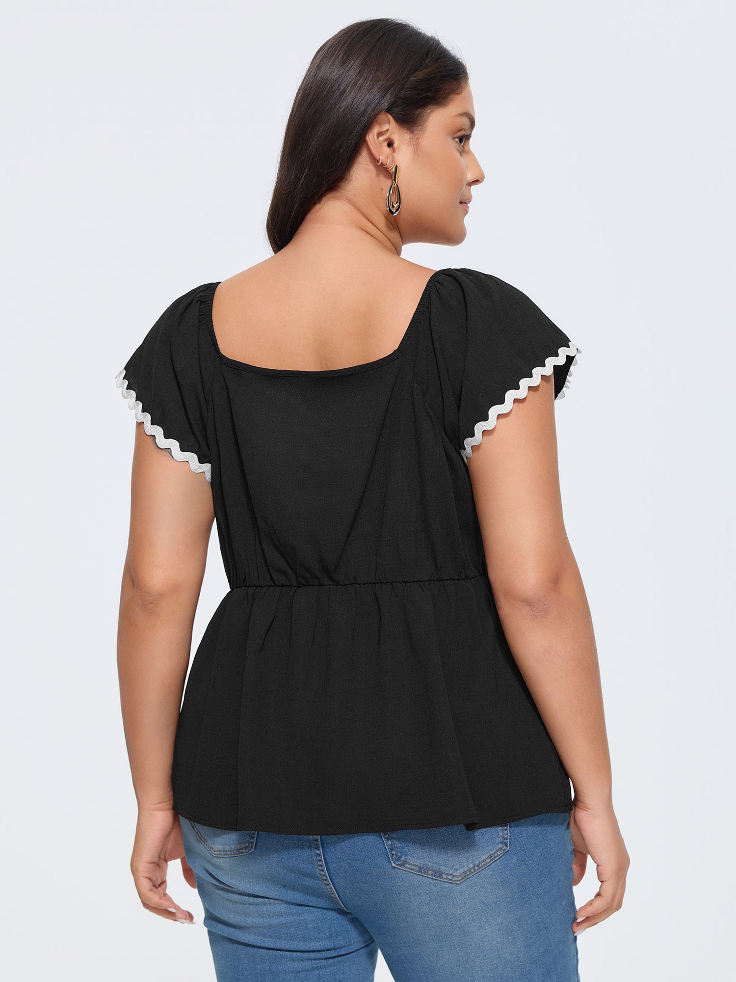 Color Contrast Fit And Flare Blouse