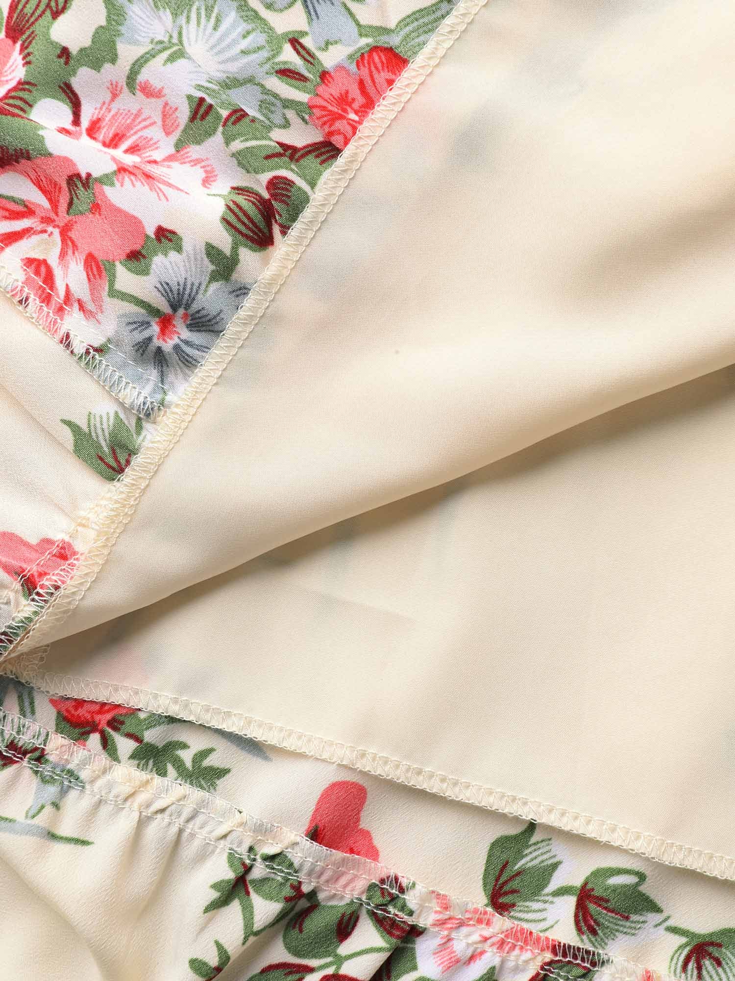 Floral Pleated Waist Pockets Midi Dress