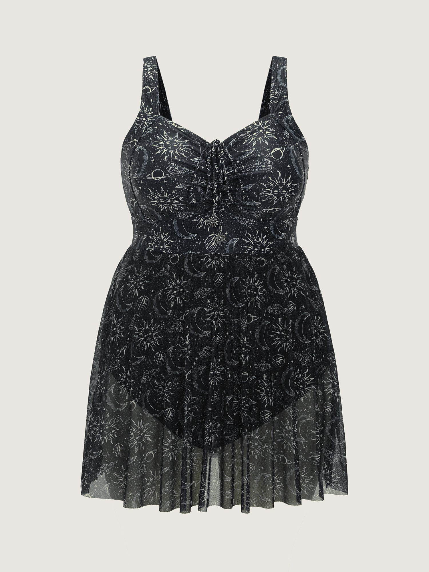 Moon Print Fit And Flare Swim Dress