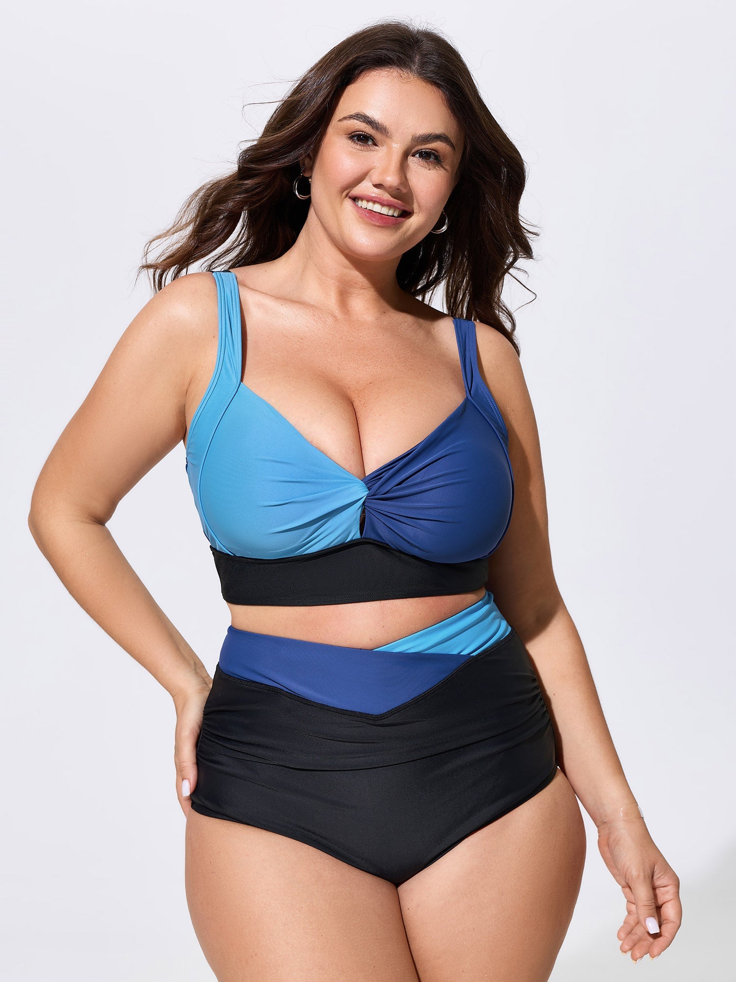 Colorblock Ruched Bodice Swim Top