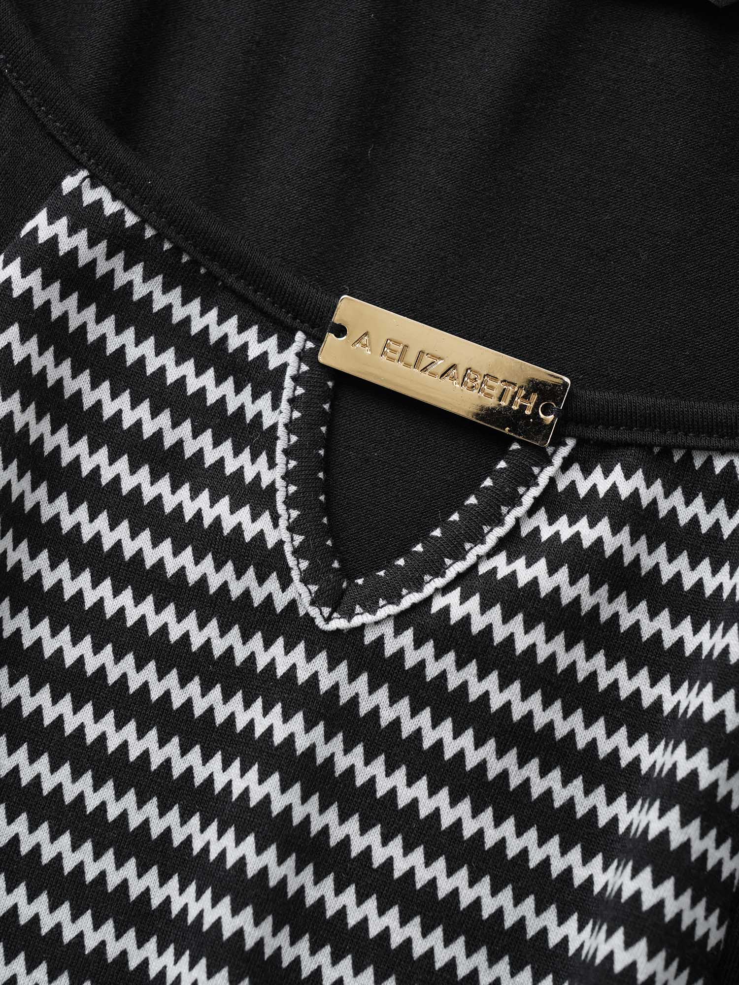Striped Patchwork Keyhole Belted Raglan Sleeve Dress