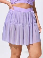 Sheer Mesh Overlap Waist Swim Skirt