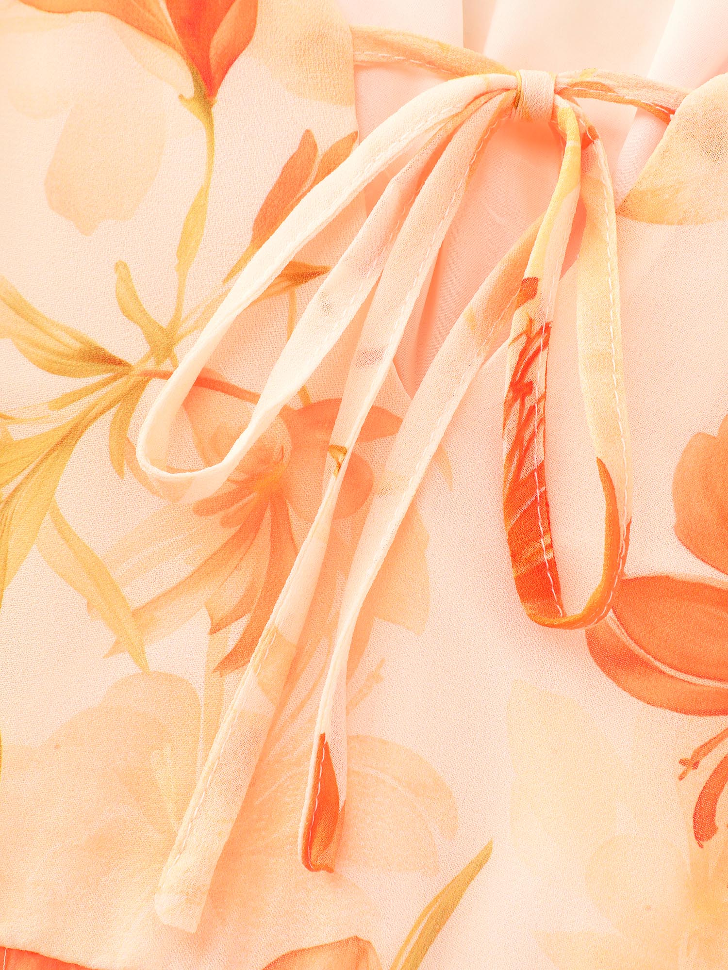 Floral Print Neck-Tie Flowy Maxi Dress