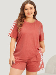 Plain Tie-Dye Round Neck Pajama Top