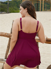 Bowknot Crossover Pleated Detail Swim Dress