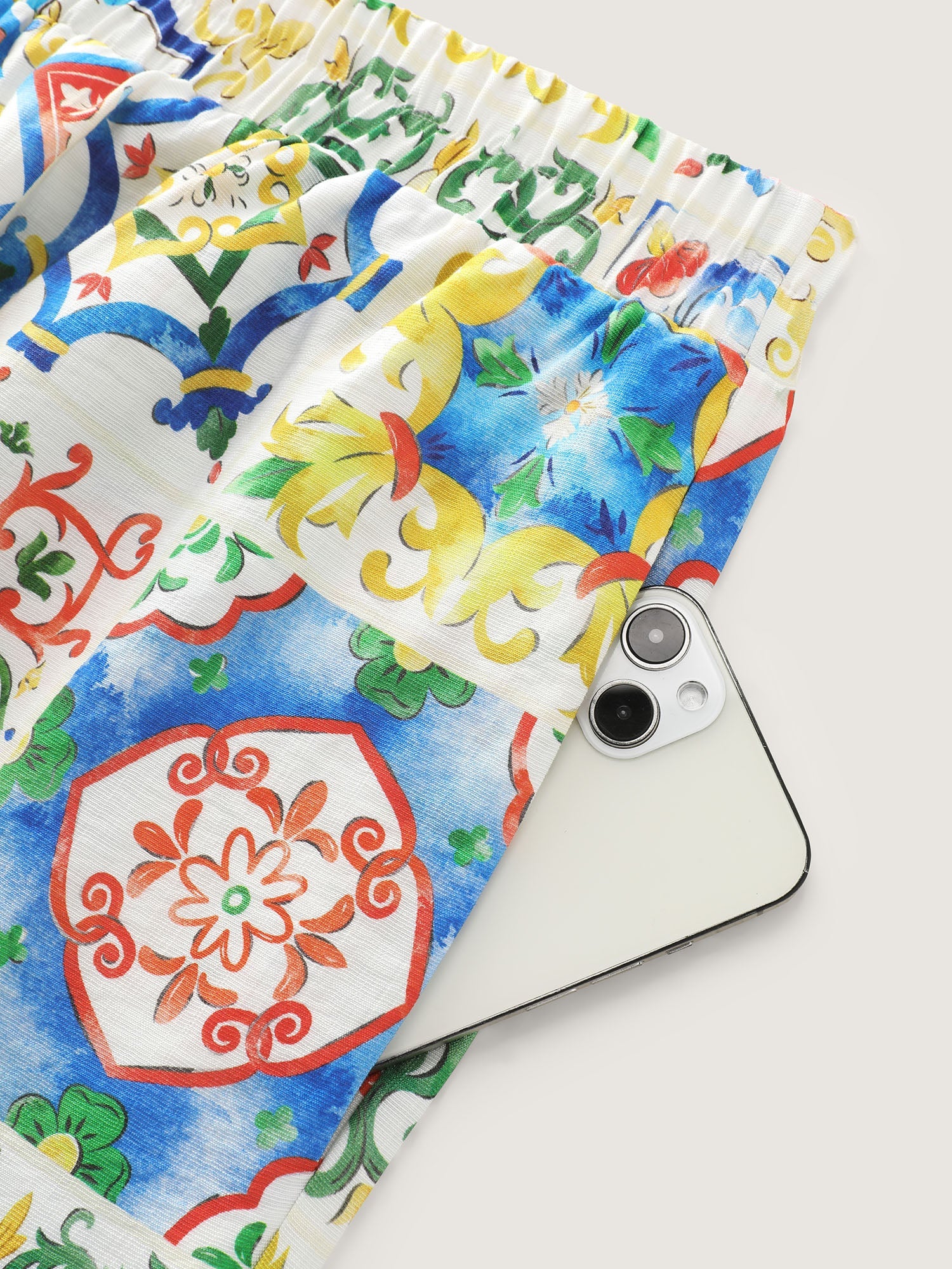 Supersoft Floral Patchwork Print Pockets Pants