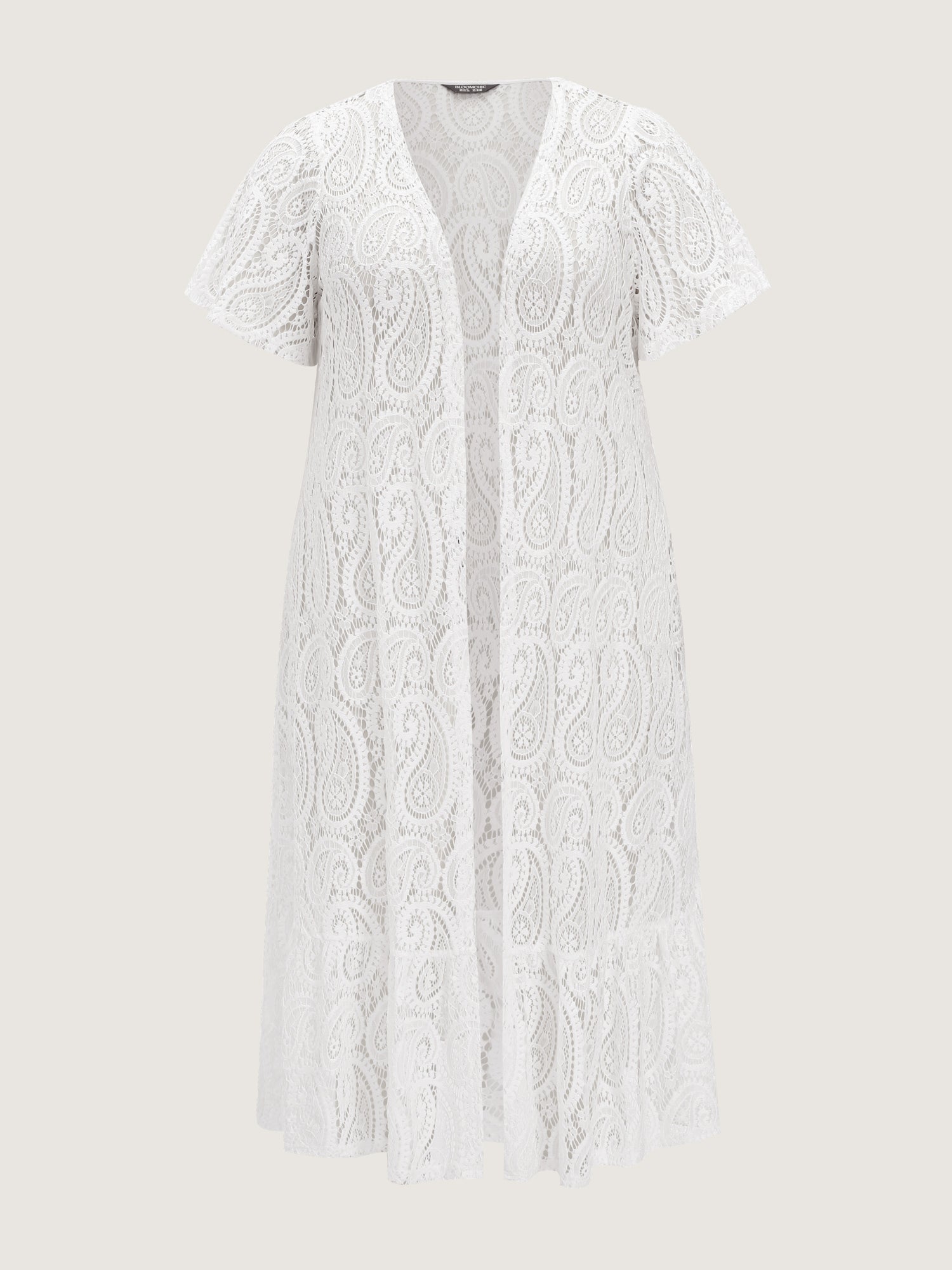 Hollowed-Out Lace Kimono