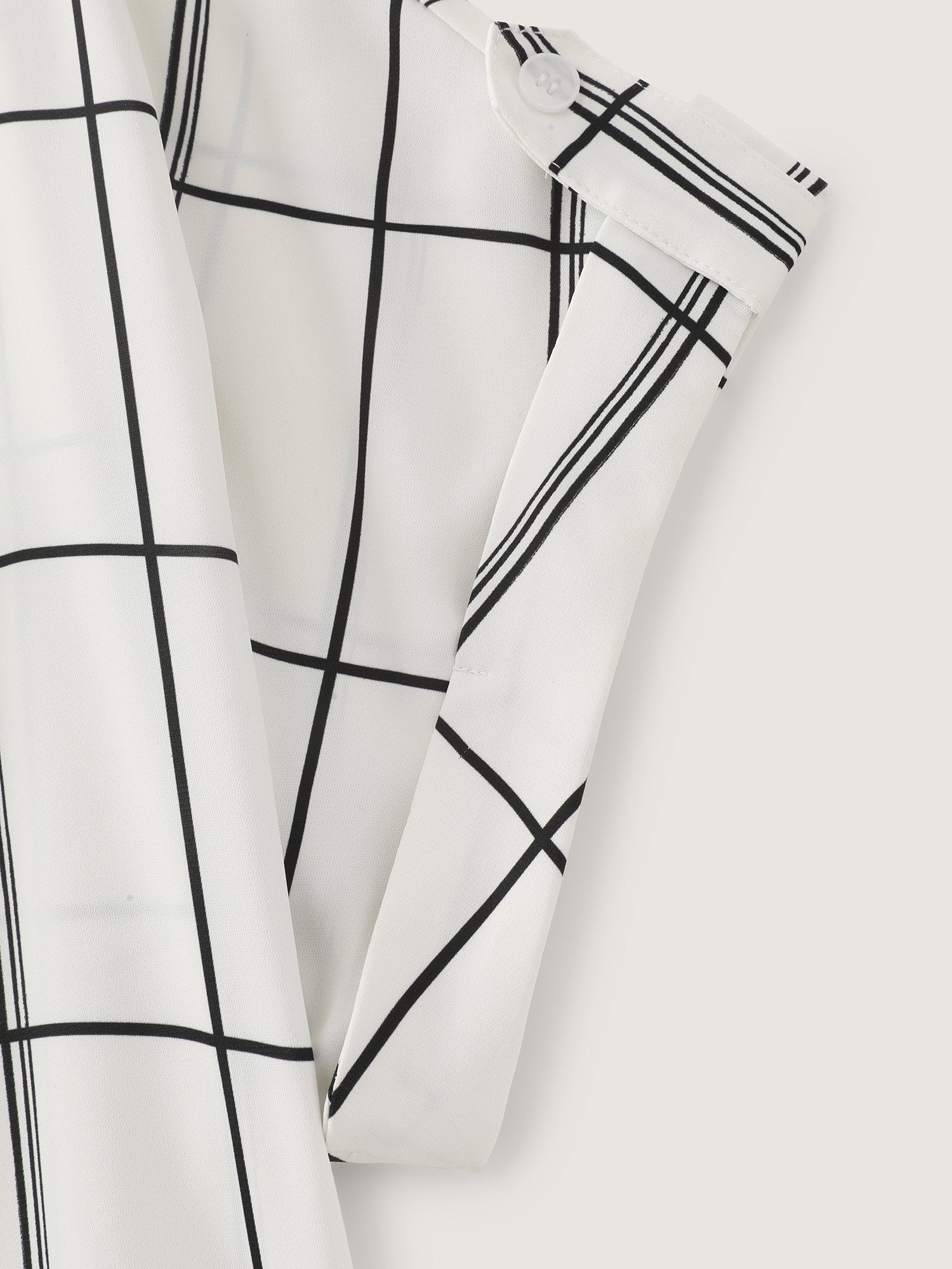 Geometric Print Ribbon Neckline Blouse