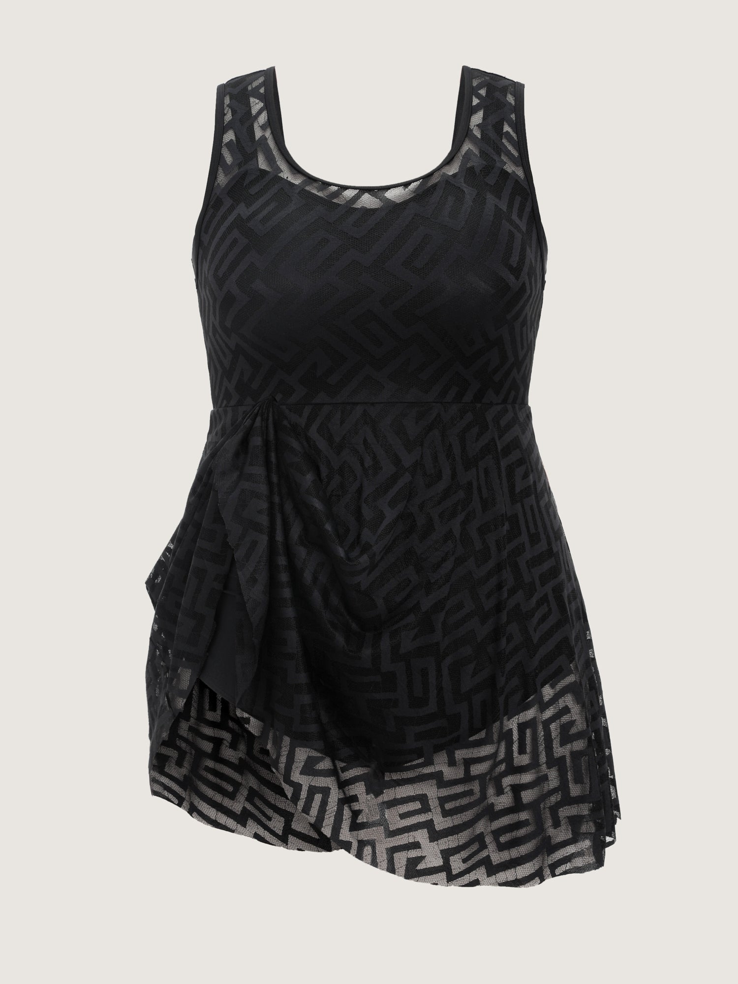 Lace Textured Mesh Swim Dress