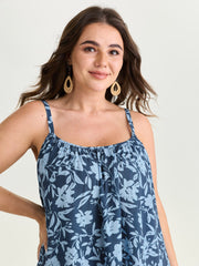 Fresh Floral Pleated Tank Top