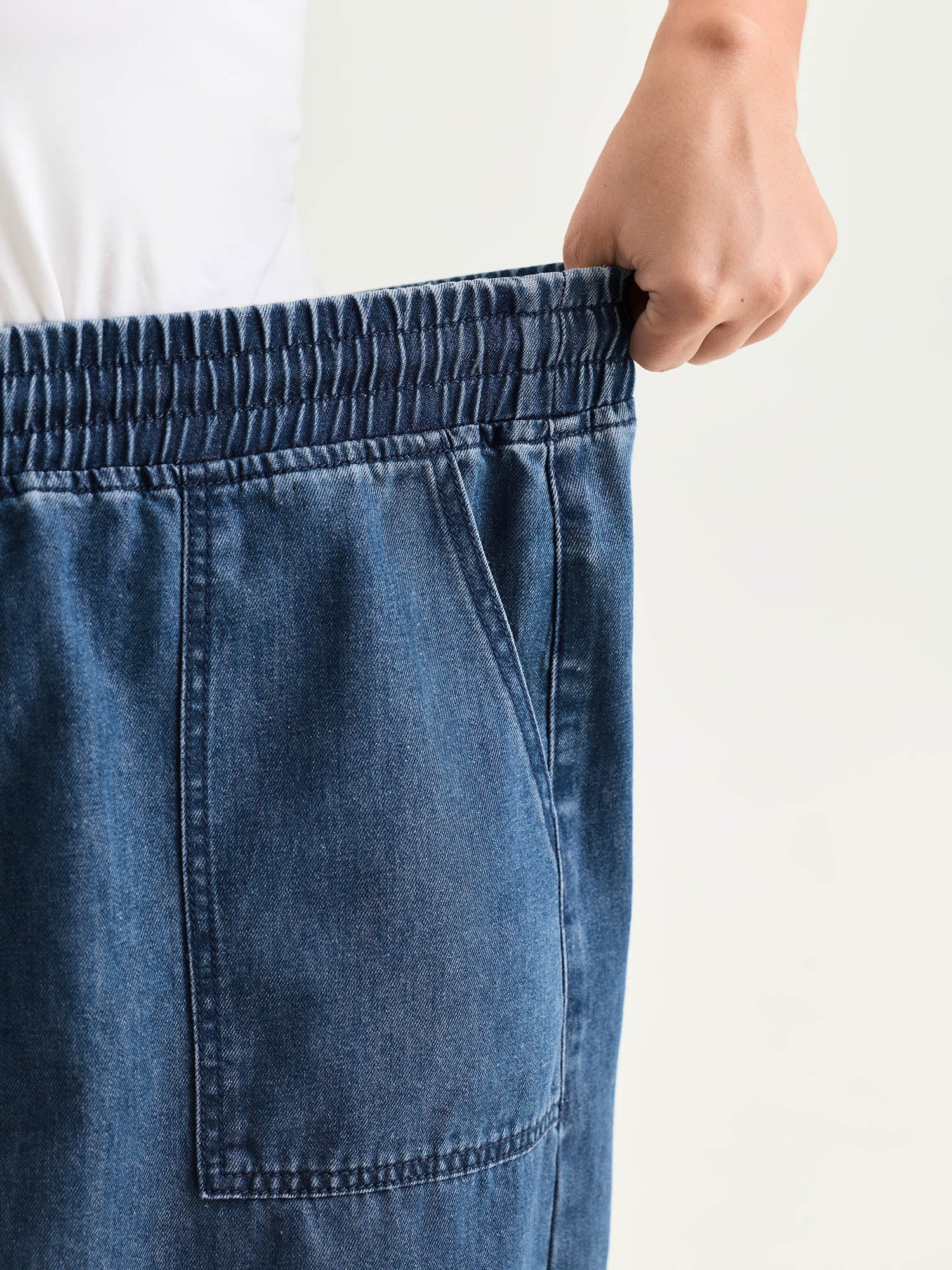 Stretchy Straight-Fit Denim Mini Skirt