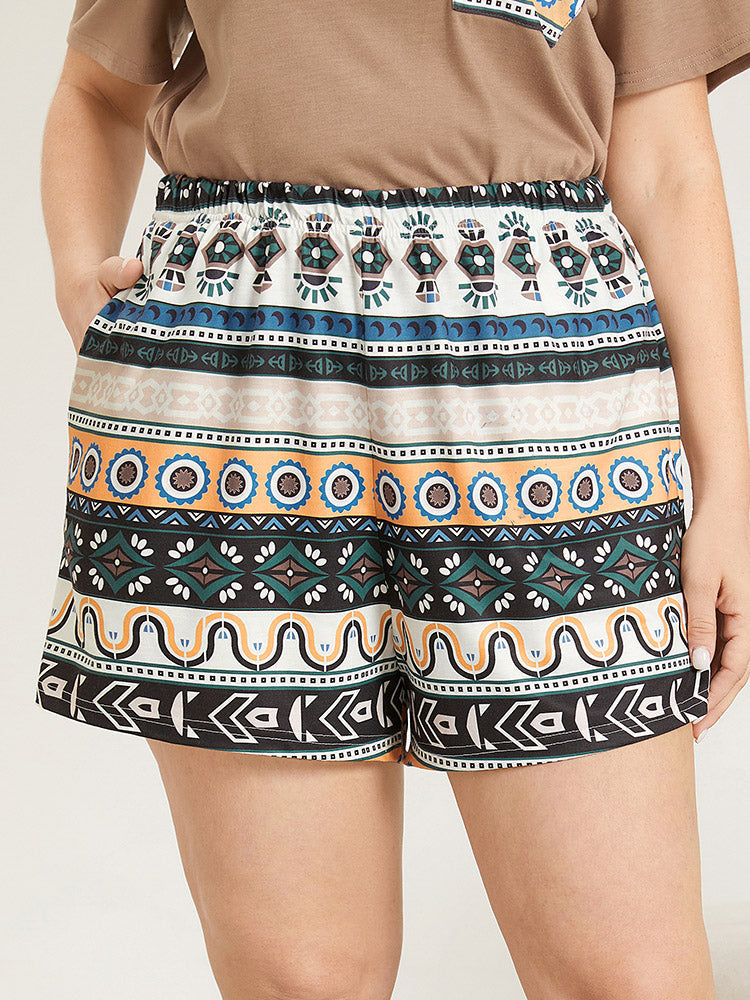 Bandana Print Pocket Elastic Waist Pajama Bottoms