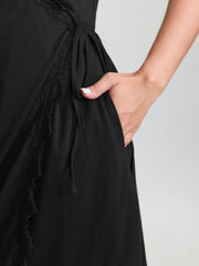 Lace Trim Side-Tie Pockets Nightgown