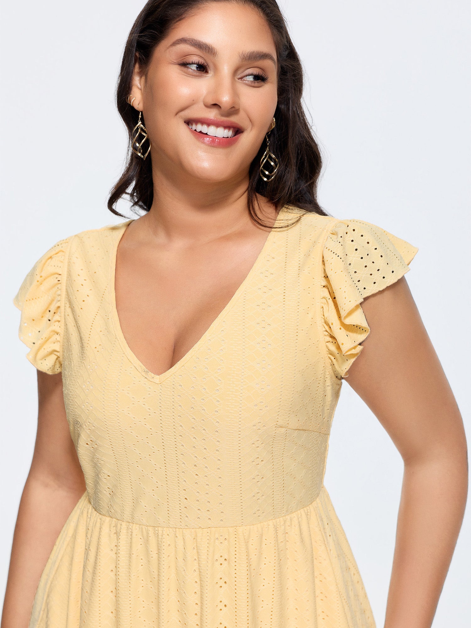 Textured Bow-Back Detail Flowy Midi Dress