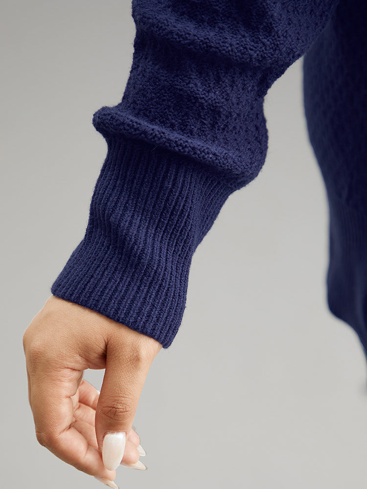 Solid Turtle Neck Split Side Pullover