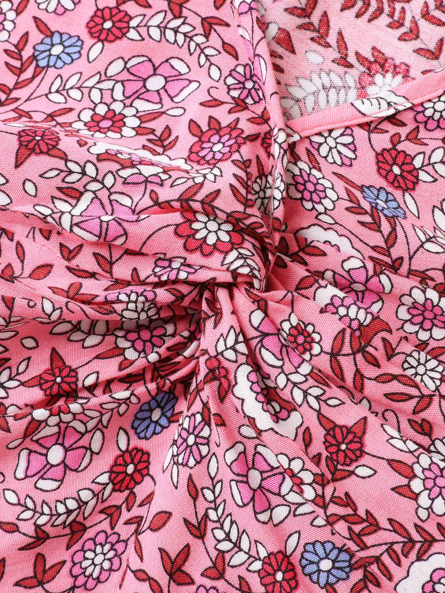 Rayon Floral Print Stretchy Waist Midi Dress