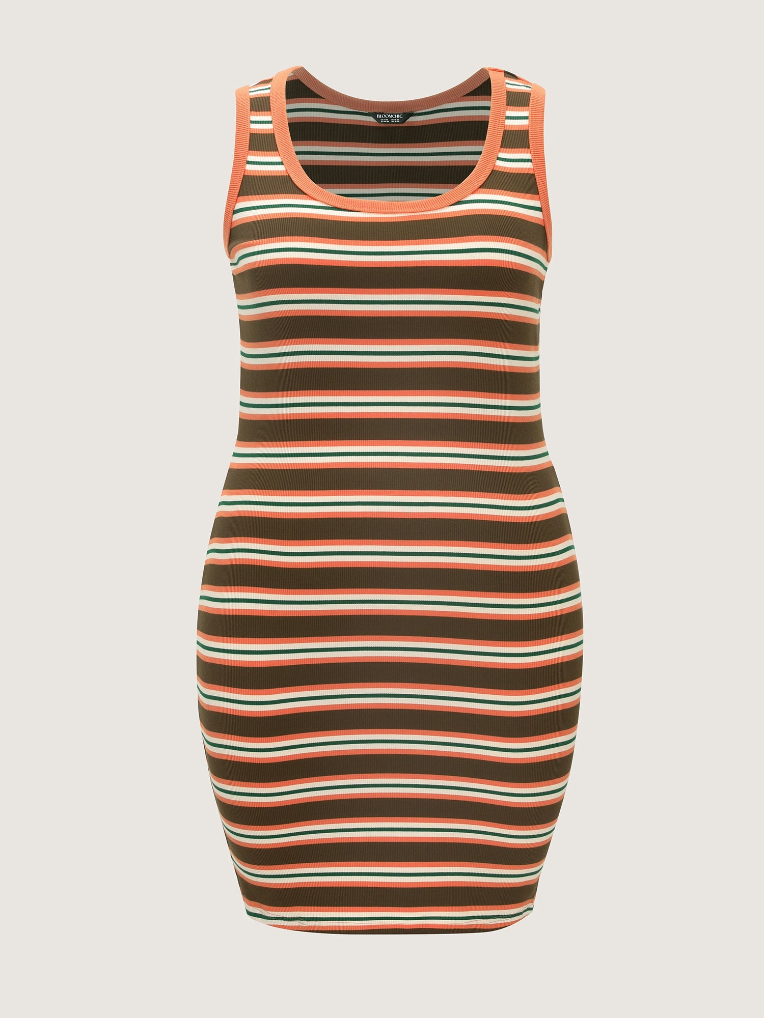 Supersoft Striped Print Color Contrast Knit Midi Dress