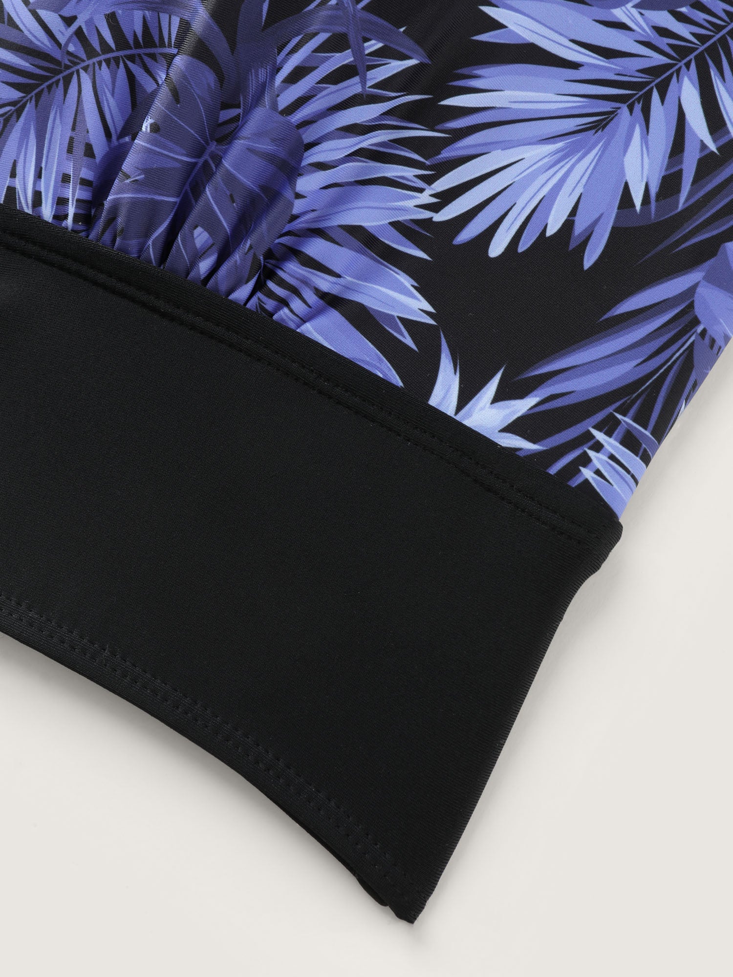 Tropical Print Colorblock Swim Top