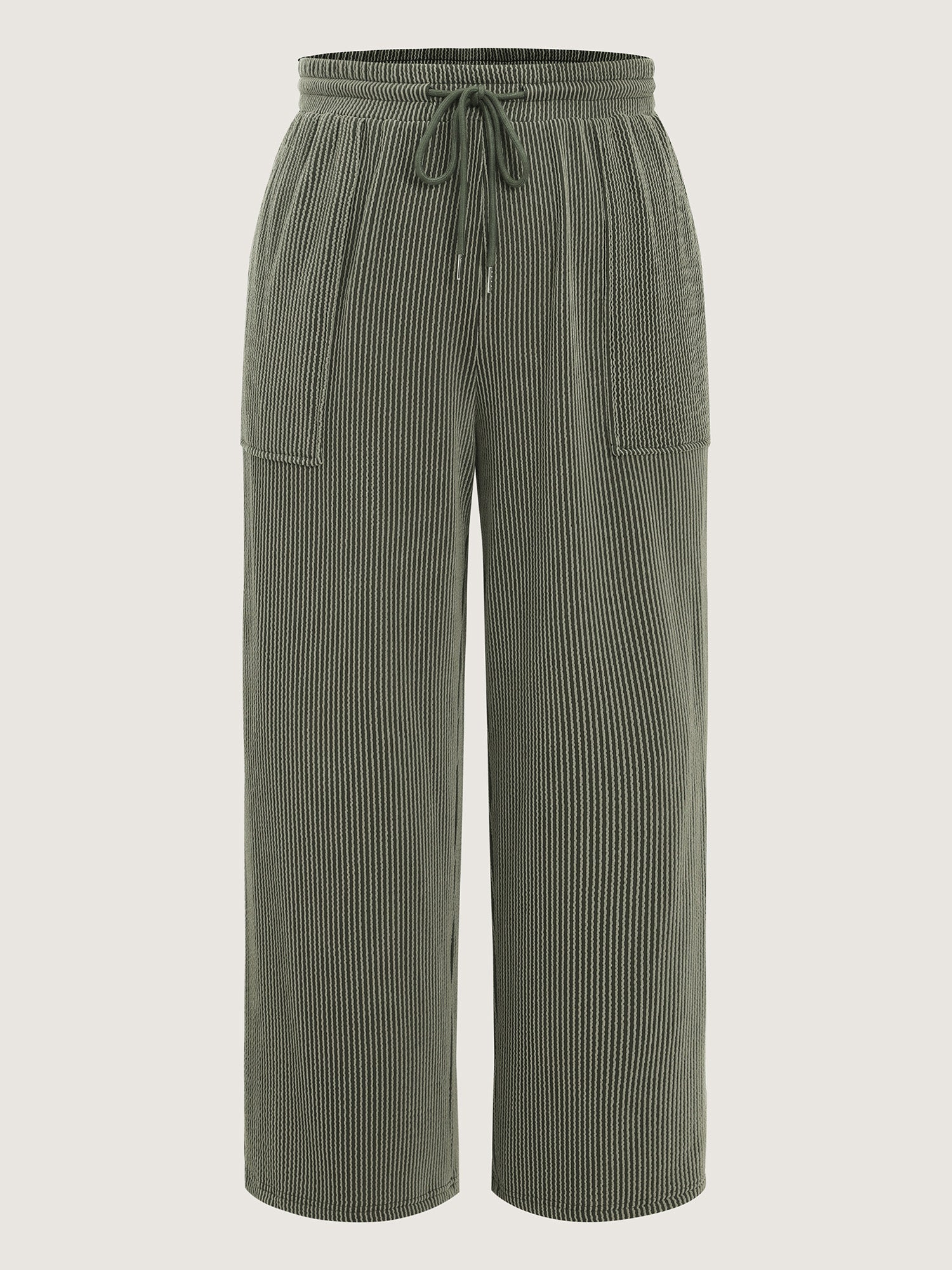 Textured Drawstring Pocket Wide Leg Pants