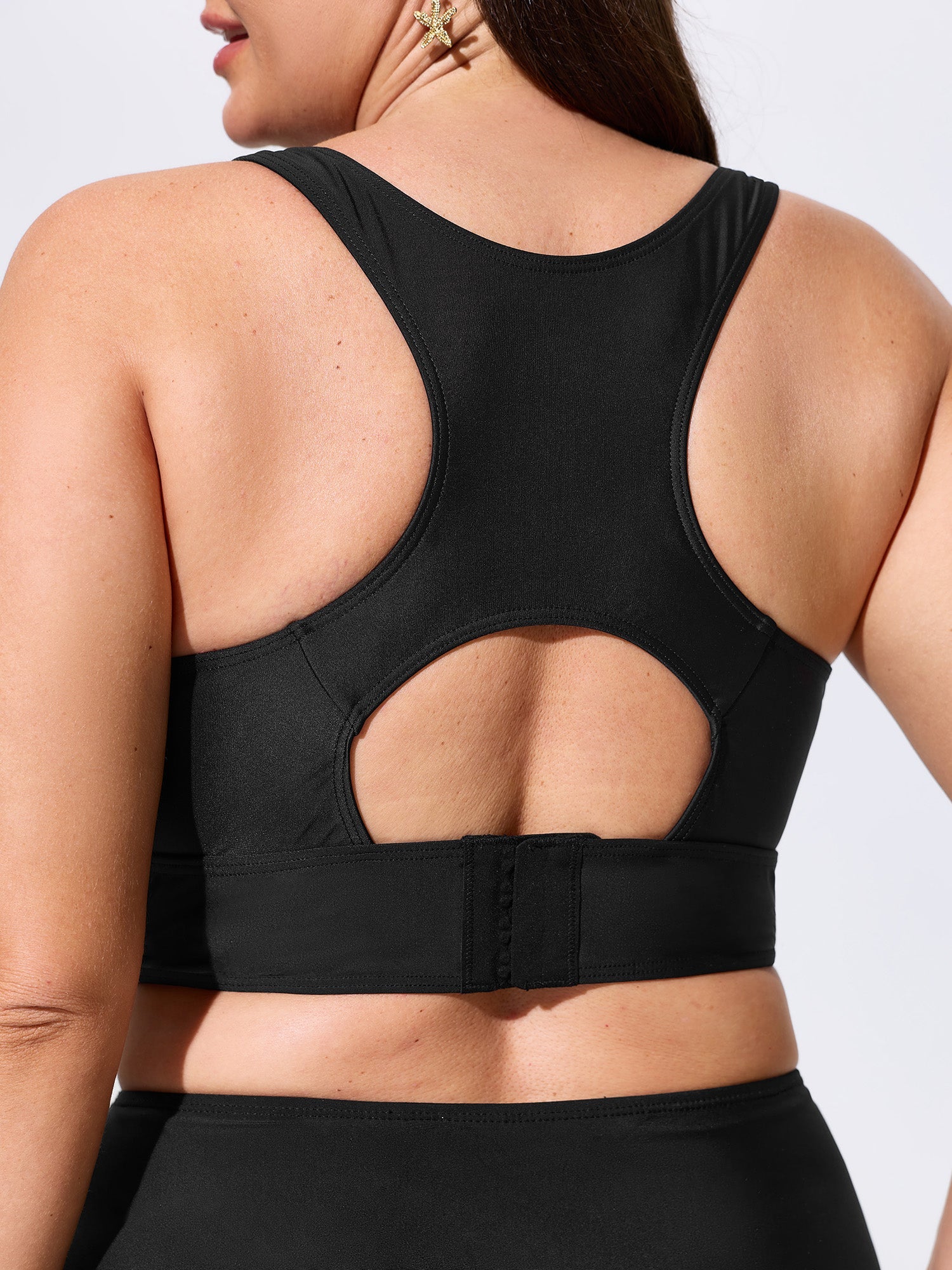 Back Cut-Out Scoop Neckline Swim Top