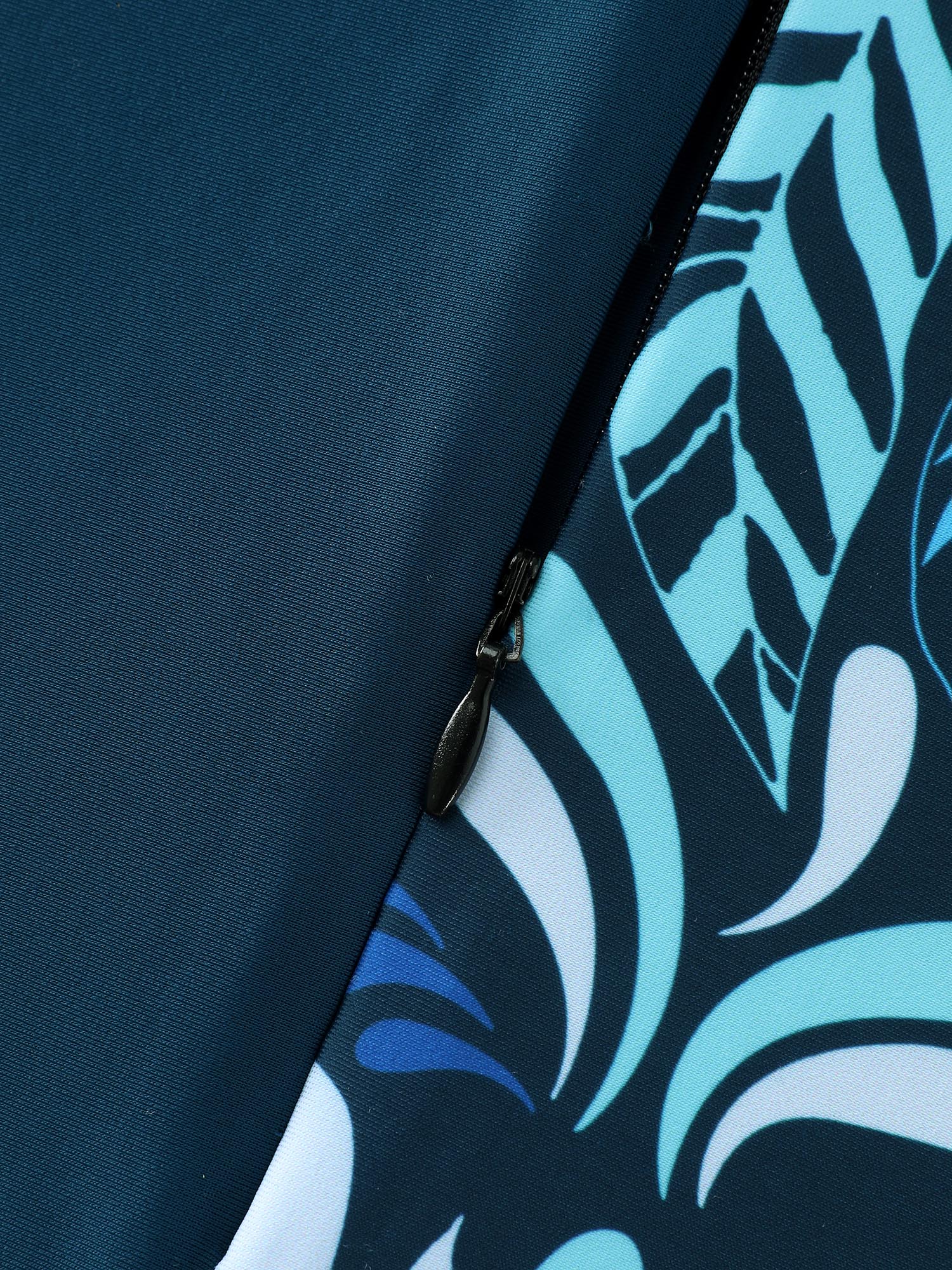 Tropical Print Hooded Pockets Swim Top