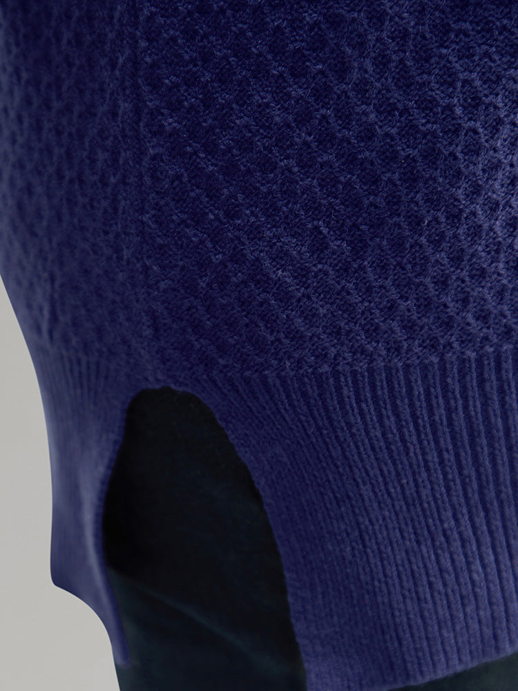 Solid Turtle Neck Split Side Pullover