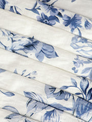 Large Floral Print Pleated Bodice Midi Dress