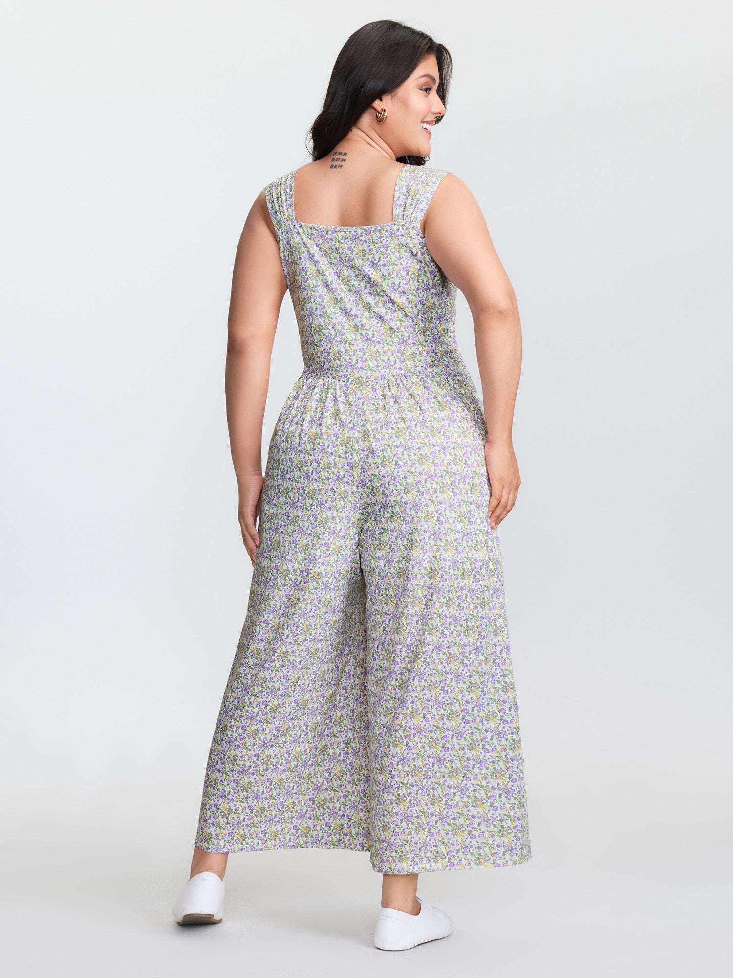 Supersoft Floral Print Twist Front Split Jumpsuit