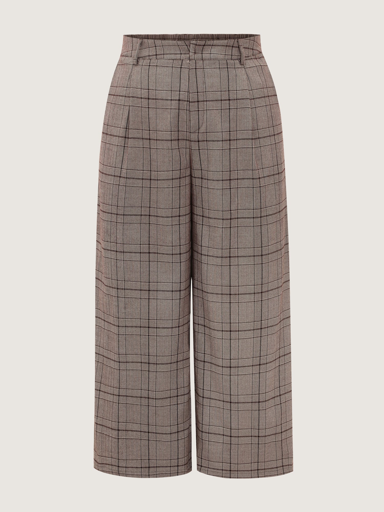 Plaid Print Wide-Leg Pants