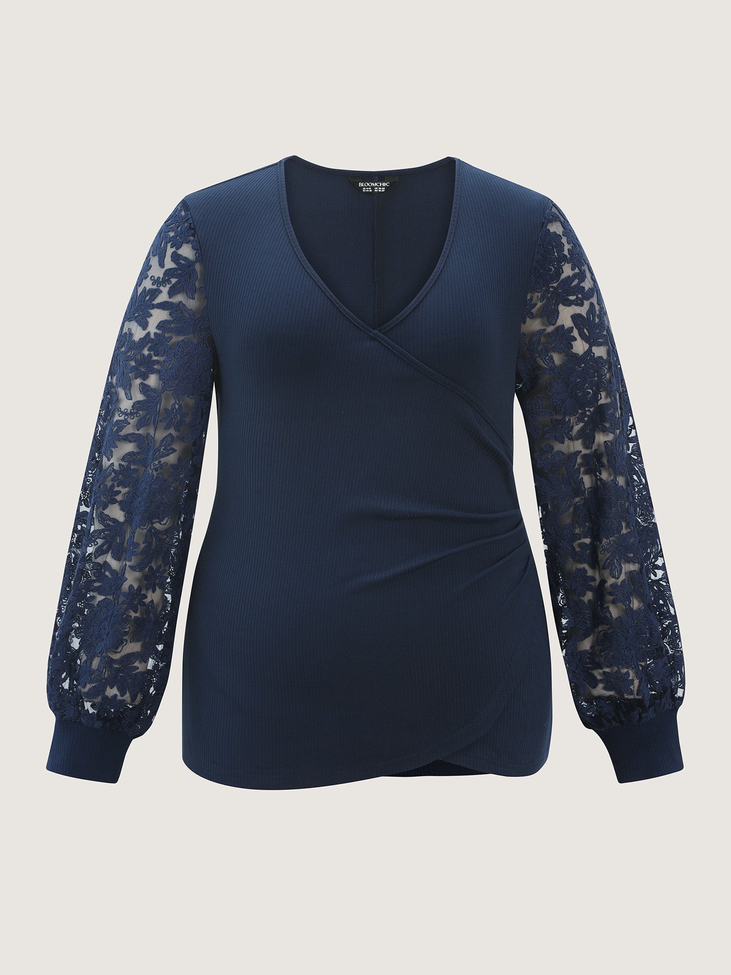 Textured Wrap Neck Draped T-Shirt