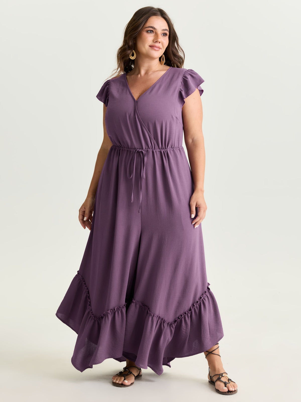 Ruffled Drawstring Waist Flowy Jumpsuit